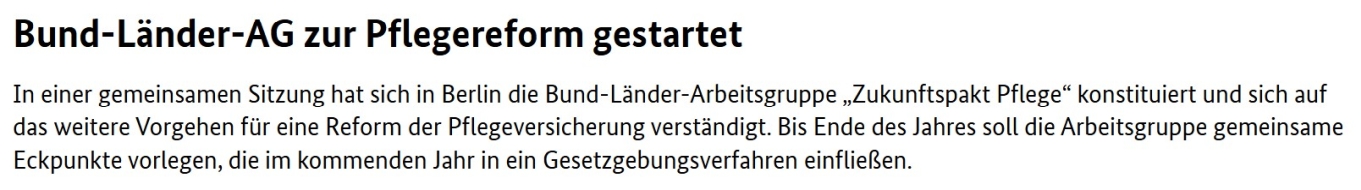 Pflegereform: Ende der Pflege
