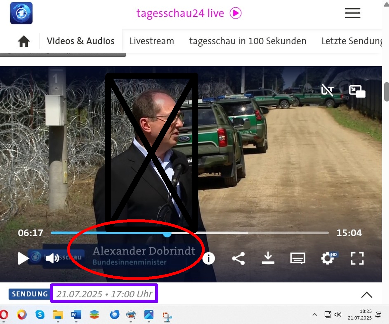 Endgericht: Tagesschau vom 21.07.2025 - Alexander Dobrindt