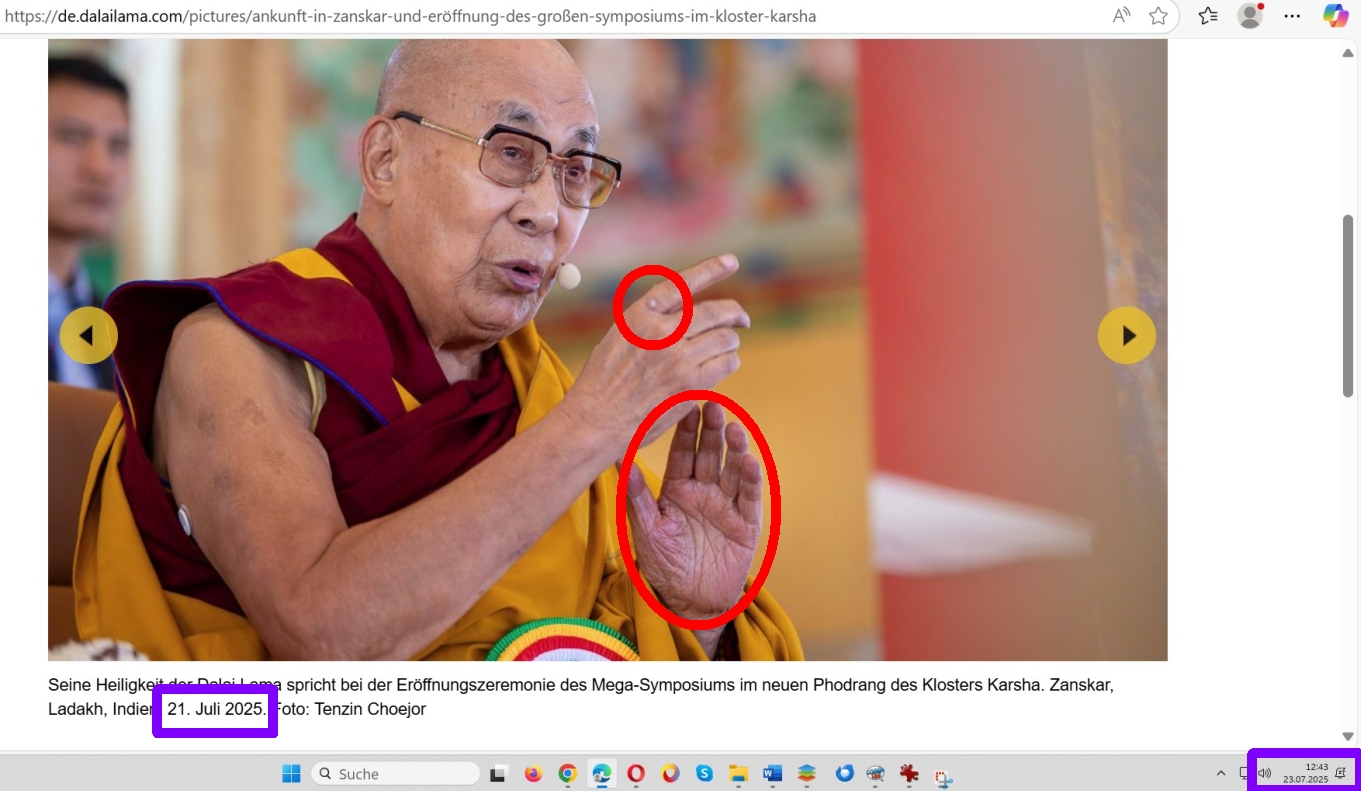 Das Dalai Lama Double enttarnt. Der Dalai Lama "lebt" nur noch als Doppelgänger-Schauspieler fort.