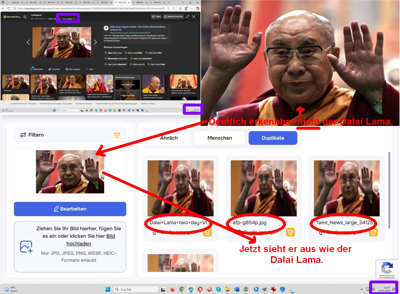 Das Dalai Lama Double enttarnt. Der Dalai Lama "lebt" nur noch als Doppelgänger-Schauspieler fort.