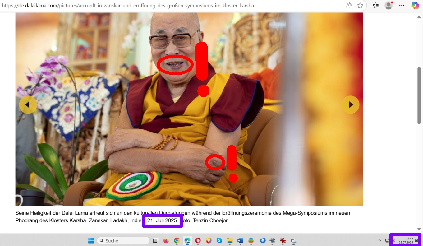 Das Dalai Lama Double enttarnt. Der Dalai Lama "lebt" nur noch als Doppelgänger-Schauspieler fort.