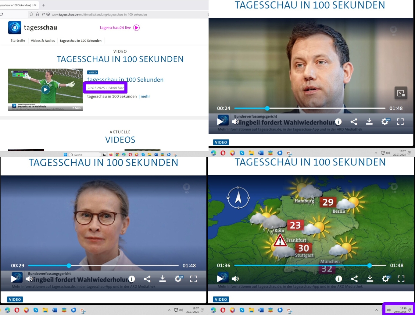 Endgericht: Tagesschau vom 20.07.2025