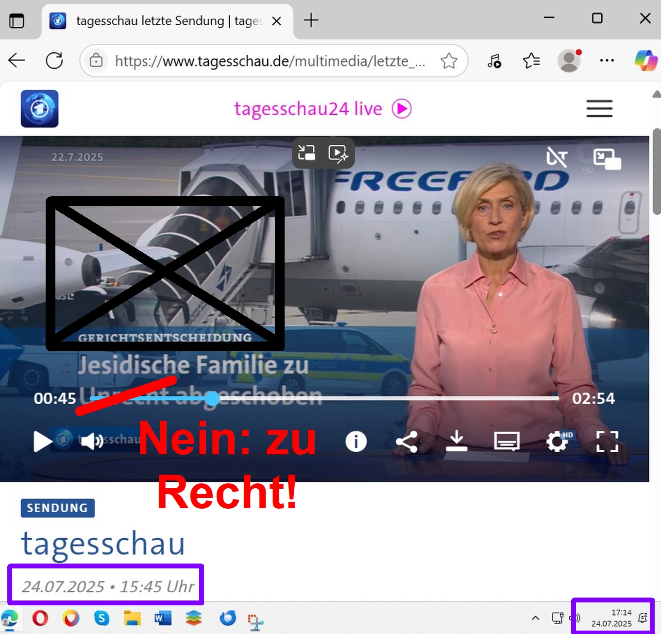 Endgericht: Tagesschau 24.07.2025