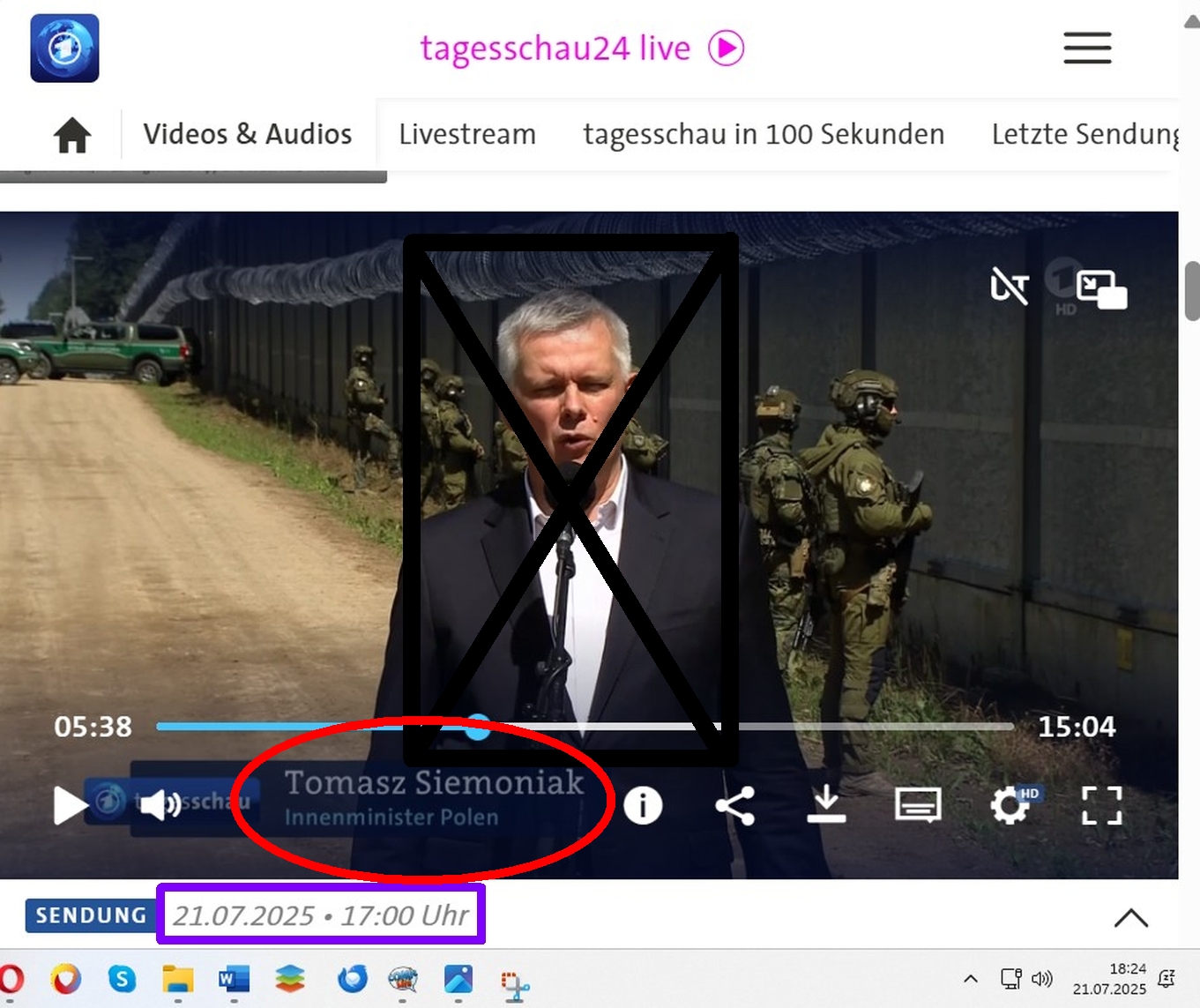 Endgericht: Tagesschau vom 21.07.2025 - Tomasz Siemoniak