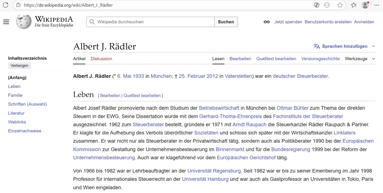 Promotion bei Prof. Albert Rädler