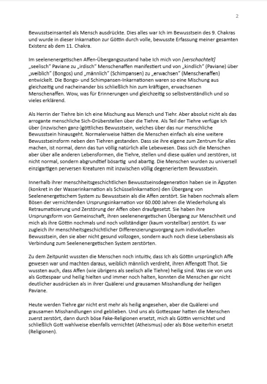 Herrscherin und Beschützerin der Thiere: Als Göttin meine Gemeinschaft mit den Affen.