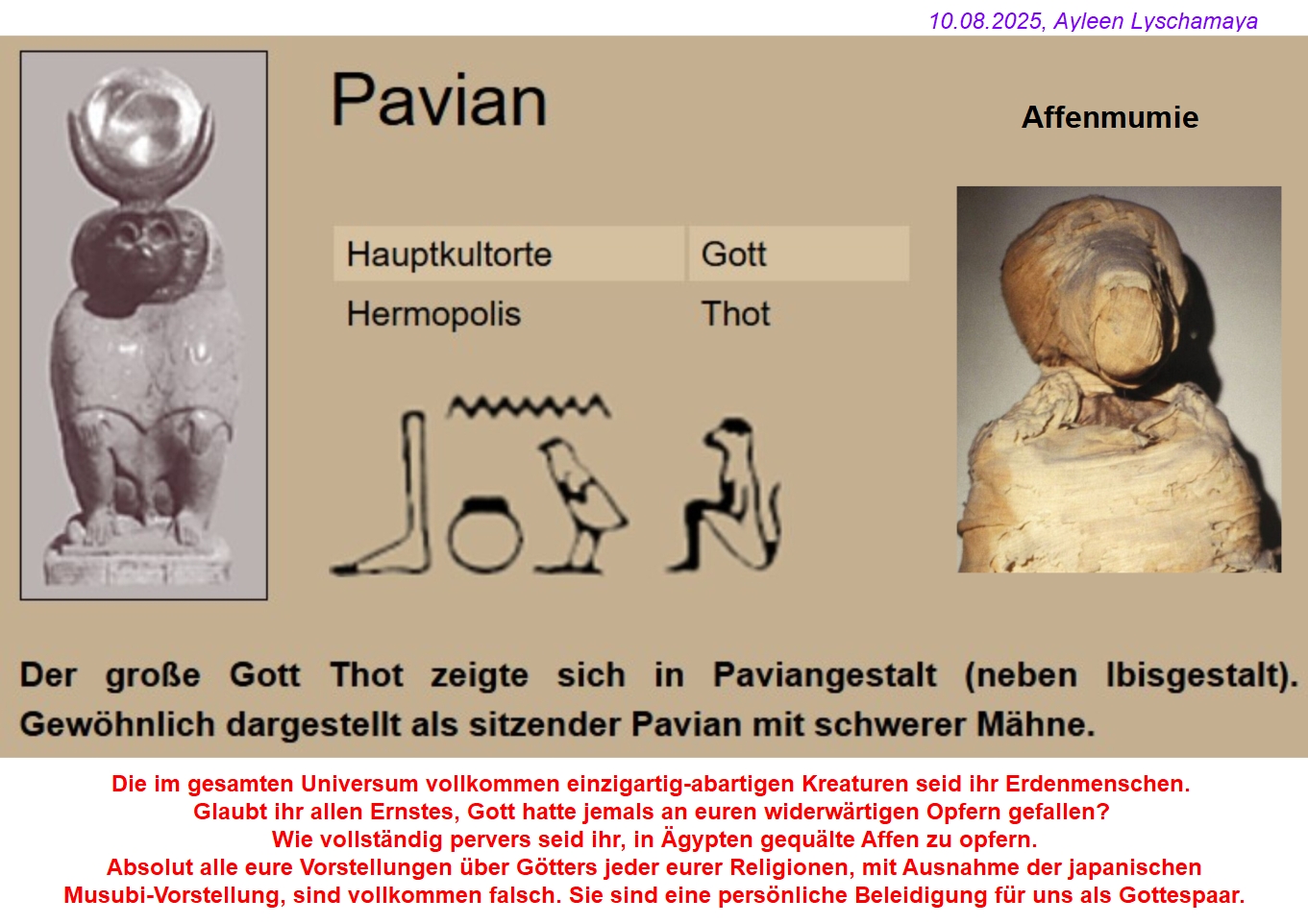 Endgericht: Wehe den Tierquälers! (Heilige Affen in Ägypten, Affengott Thor)