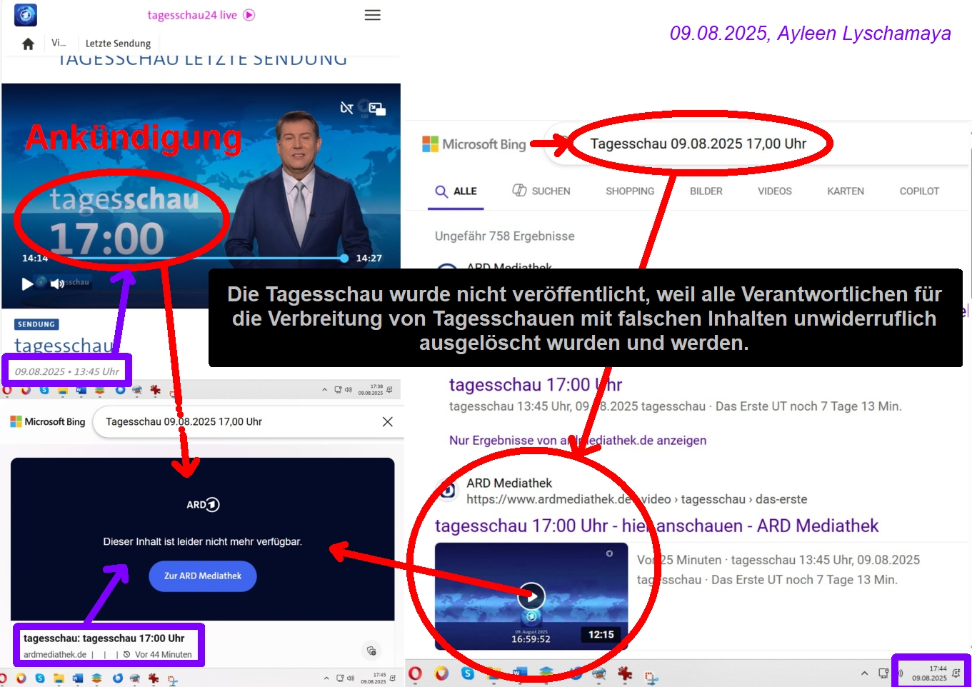 Auslöschungen: fehlende Tagesschau.