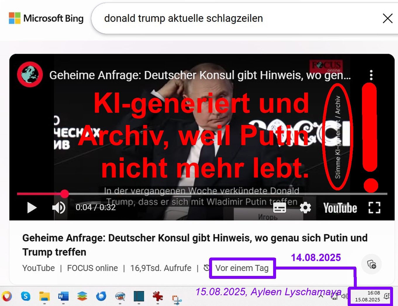 KI-generiert und Archiv, weil Putin nicht mehr lebt.