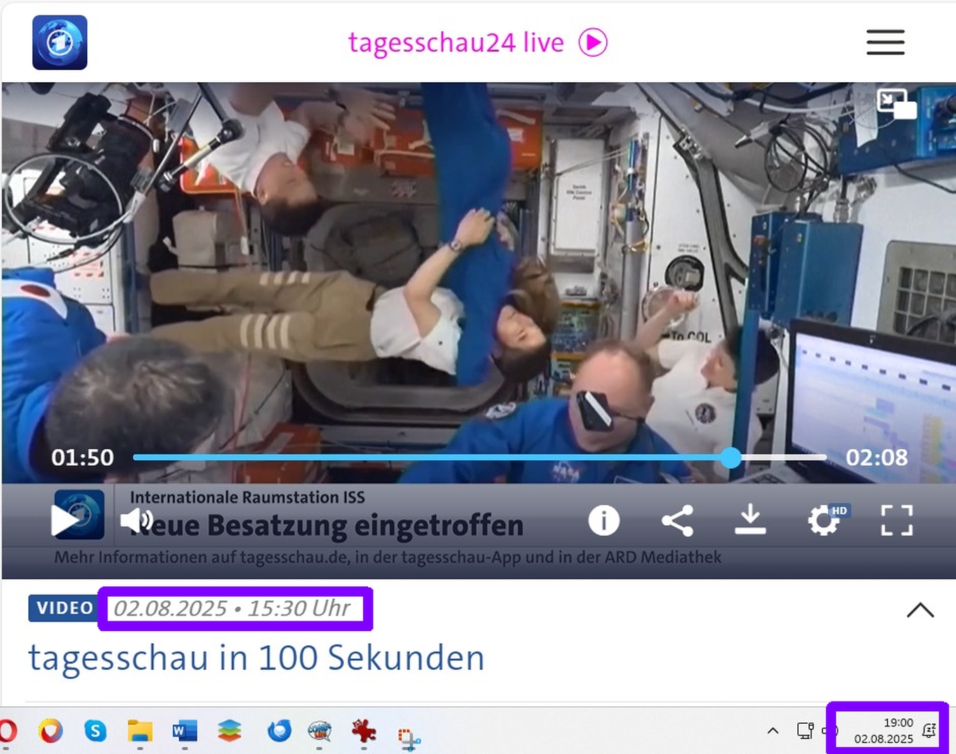 Die neue ISS-Besatzung wurde darüber informiert, dass sie die Raumstation umgehend wieder zu verlassen hat. Berlin, den 02.08.2025, Ayleen Lyschamaya