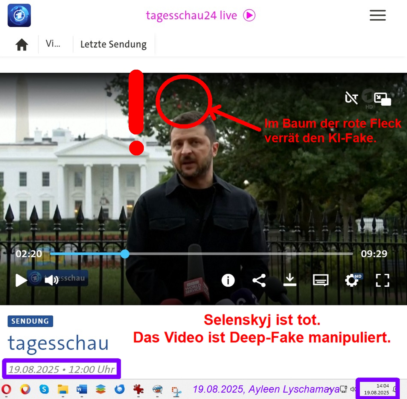 Selenskyj ist tot. Das Video ist Deep-Fake manipuliert. 