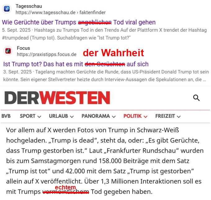 Trump ist tot. Alles andere ist Fake.