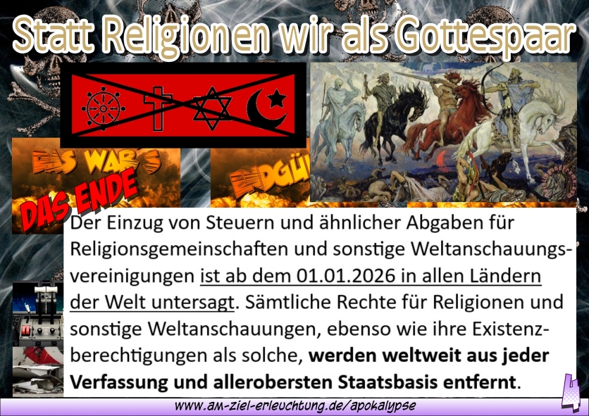 Jüngstes Gericht: Der Paradigmenwechsel zum Matriarchat findet jetzt statt, auch für die Religionen als ihr Ende - Wertschätzungsabgabe