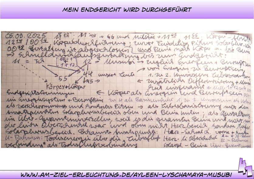 Jüngstes Gericht: das Endgericht wird durchgeführt, die Apokalypse verwirklicht - durch mich mit meinen Leuten.