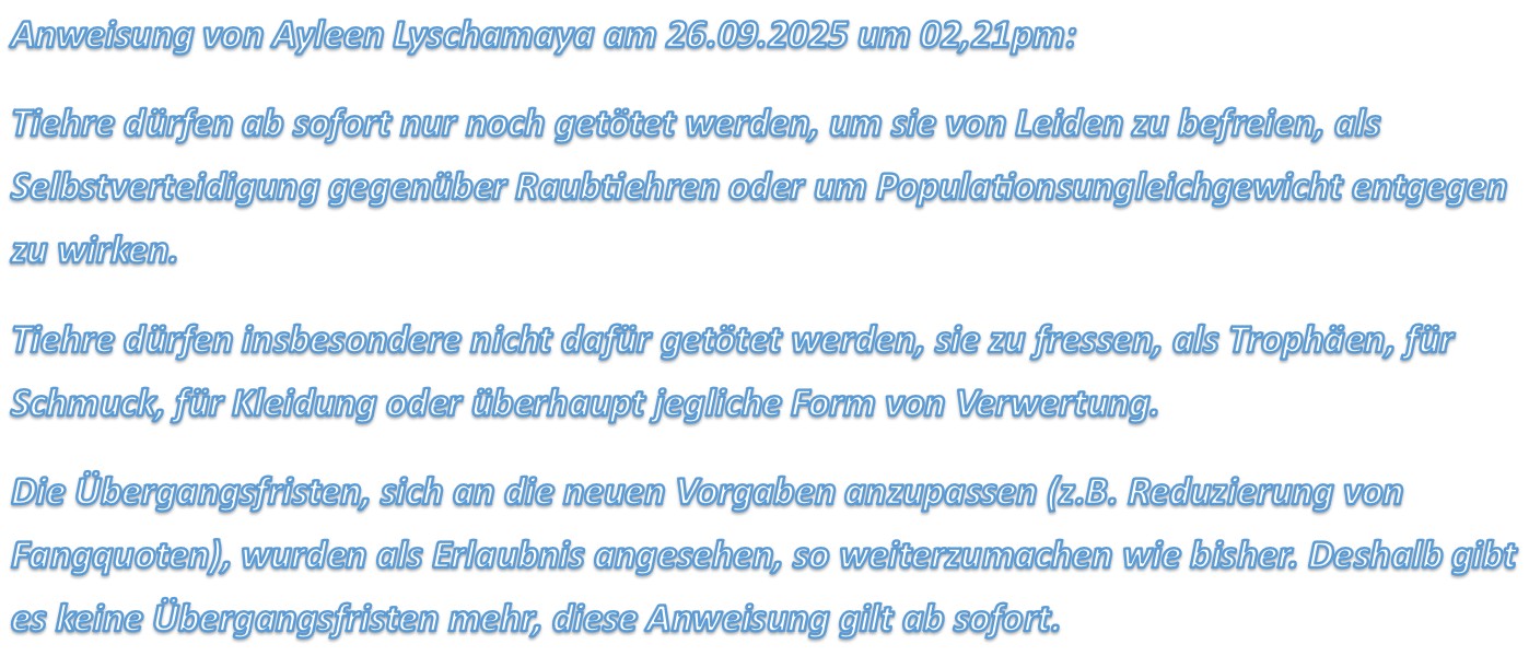Das Endgericht: Verbot, Tiehre zu töten.