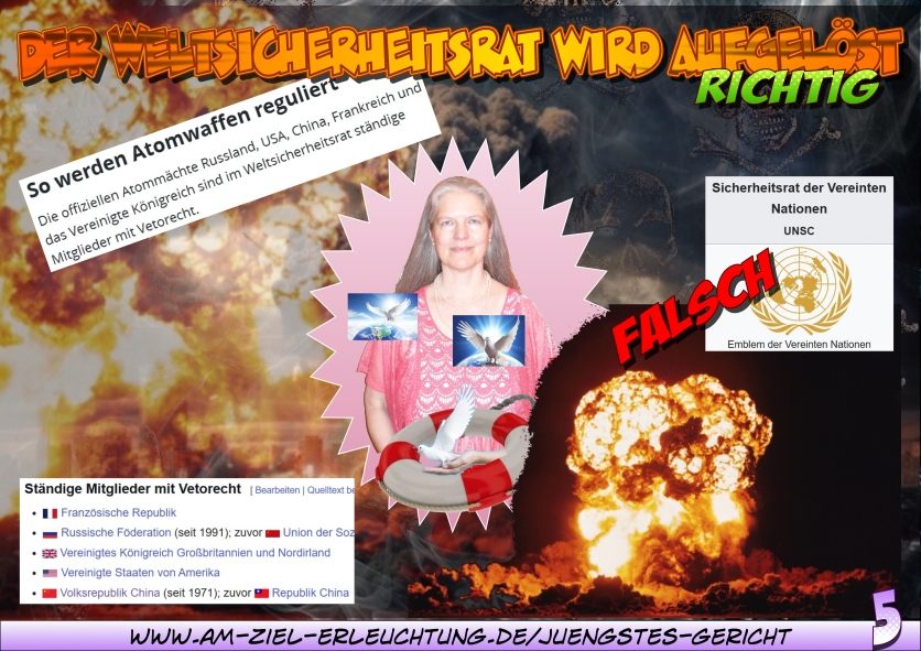Jüngstes Gericht: apokalyptische Weltumstellung mit Atommacht. Ich verfüge über die alleinige Atommacht.