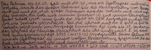 Gottespaar-Paradigmenwechsel: Ich bin, Ich will, Ich werde + wir sind, wir wollen, wir werden.