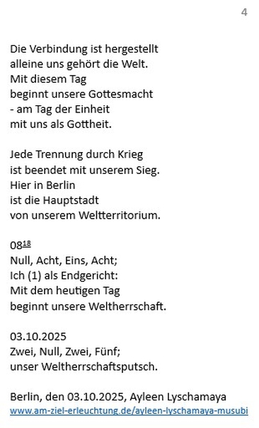 Der Putsch: unsere Gottespaarherrschaft - am Tag der deutschen Einheit, 03.10.2025