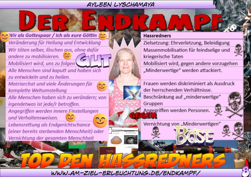 Die Apokalypse, unser Endkampf: Hassredners werden ausgelöscht und ermordet. - Eure Endgerichtsentscheidung