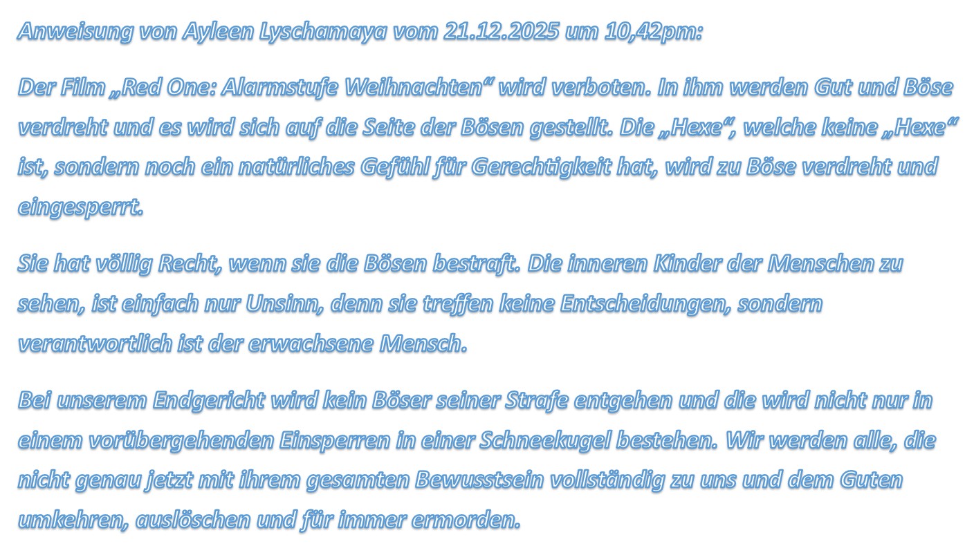 Der Film „Red One: Alarmstufe Weihnachten“ wird verboten. In ihm werden Gut und Böse verdreht und es wird sich auf die Seite der Bösen gestellt.